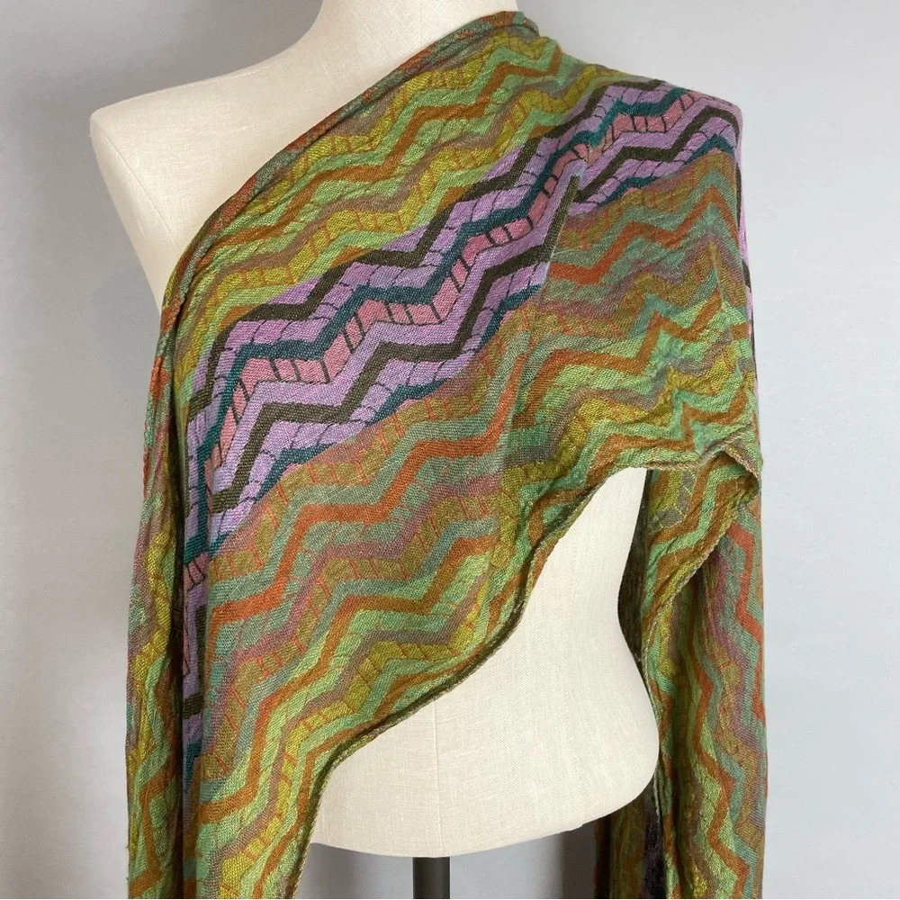 Woven‎ Scarf Cashmere Silk Viscose Long Soft Fringe Women Green Orange Purple